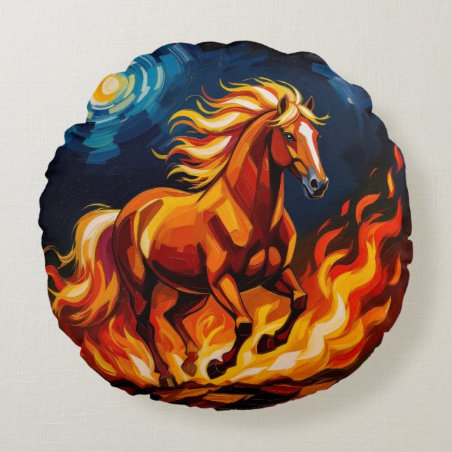 Cojín Redondo „2026 – Das Jahr des Feuerpferds“ (Anverso)