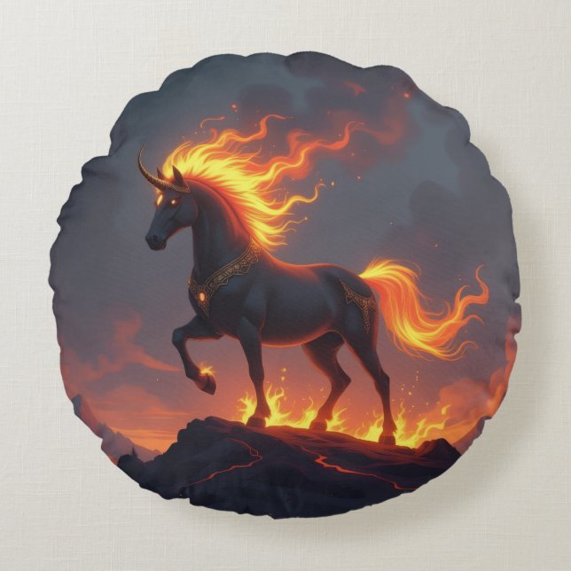 Cojín Redondo „2026 – Das Jahr des Feuerpferds“ (Anverso)