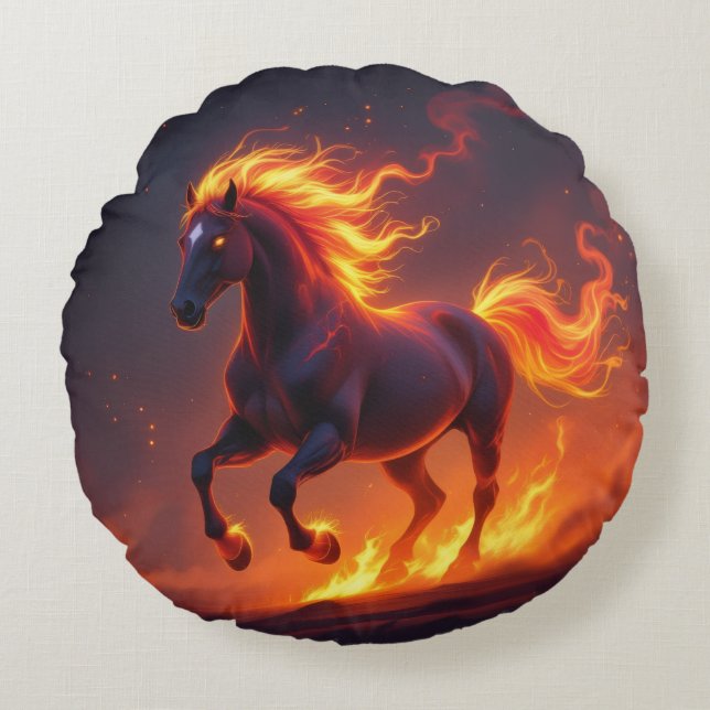 Cojín Redondo „2026 – Das Jahr des Feuerpferds“ (Anverso)