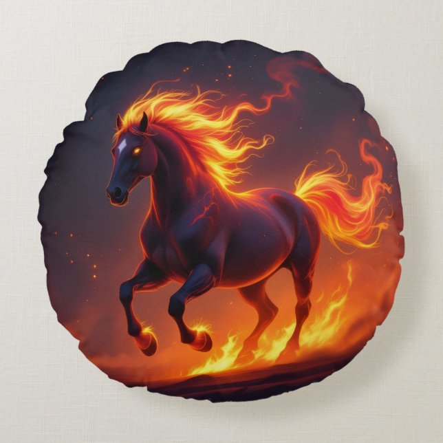 Cojín Redondo „2026 – Das Jahr des Feuerpferds“ (Anverso)