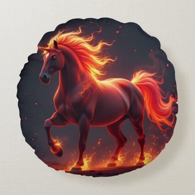 Cojín Redondo „2026 – Das Jahr des Feuerpferds“6 (Anverso)