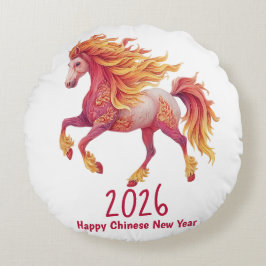 Cojín Redondo 2026 Fiery Horse – Happy Chinese New Year