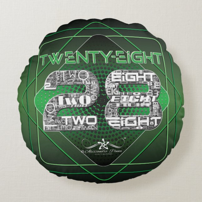 Cojín Redondo 28 Veintiocho (Anverso)