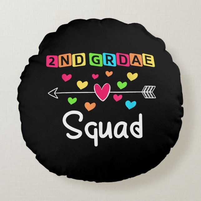 Cojín Redondo 2nd grade Teacher Shirts School Team Second Grade (Anverso)