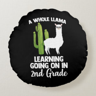 Cojín Redondo 2nd Grade Teacher Student Kids Back To School Llam