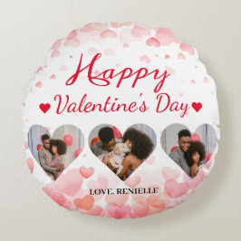 Cojín Redondo 3 día de San Valentín de collage fotográfico