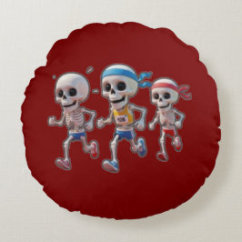 Cojín Redondo “3D Cartoon Skeleton Race • Funny Running Skeleton