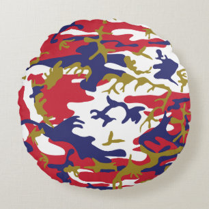 Cojín Redondo 4 de Julio, Día de la Independencia, Camuflaje Dor