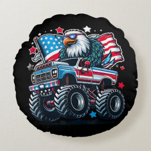 Cojín Redondo 4 de Julio Patriótico Bandera Americana Águila USA