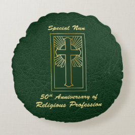 Cojín Redondo 50° Aniversario de la Profesión Religiosa Verde