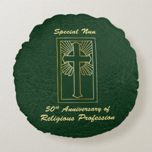 Cojín Redondo 50° Aniversario de la Profesión Religiosa Verde