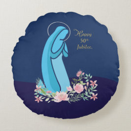 Cojín Redondo 50° aniversario de la vida religiosa de una flor r