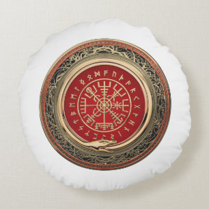 Cojín Redondo [510] Vegvisir - Viking Gold Magic Runic Compass
