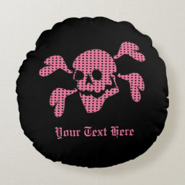 Cojín Redondo 90s Goth Rockabilly Skull and Crossbones Punk Joll