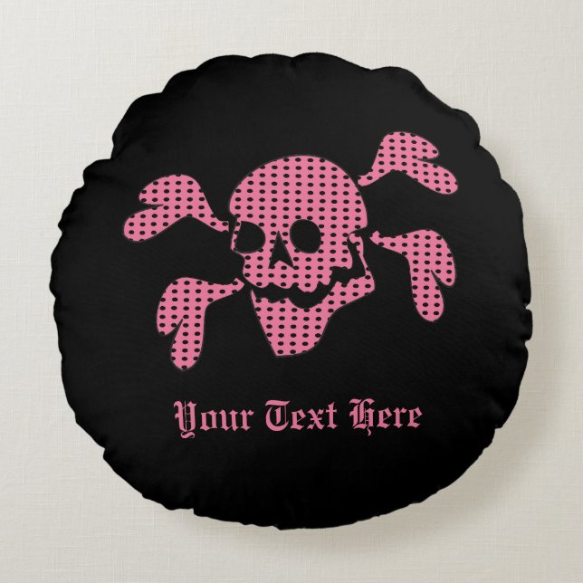 Cojín Redondo 90s Goth Rockabilly Skull and Crossbones Punk Joll (Anverso)
