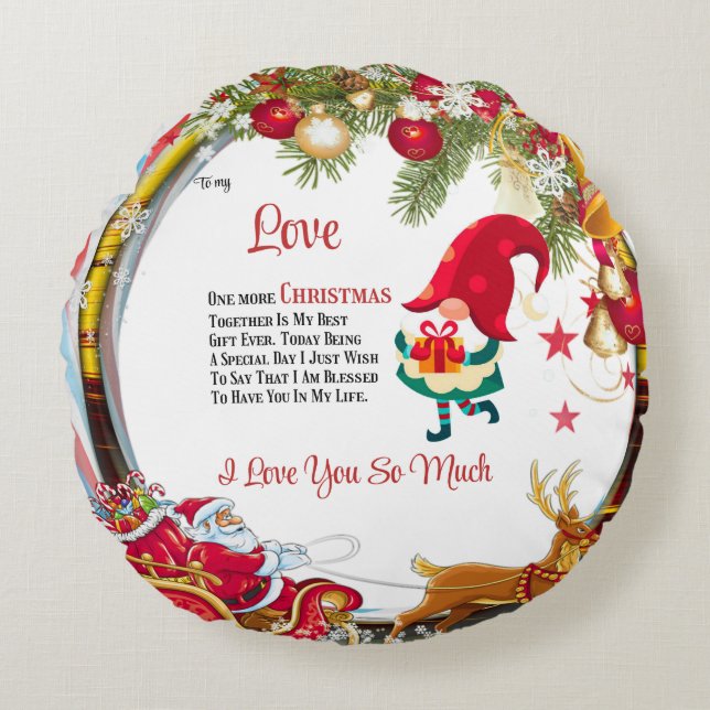 Cojín Redondo A mi amor Uno más Navidades juntos (Anverso)