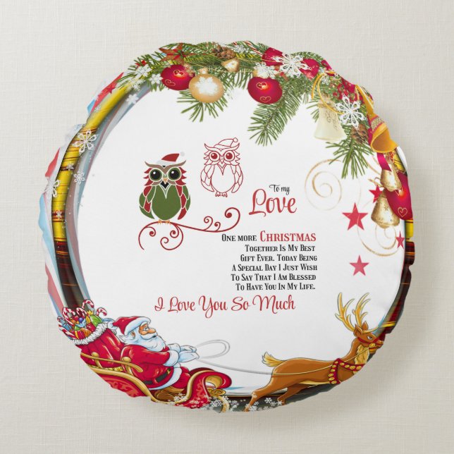 Cojín Redondo A mi amor Uno más Navidades juntos (Anverso)