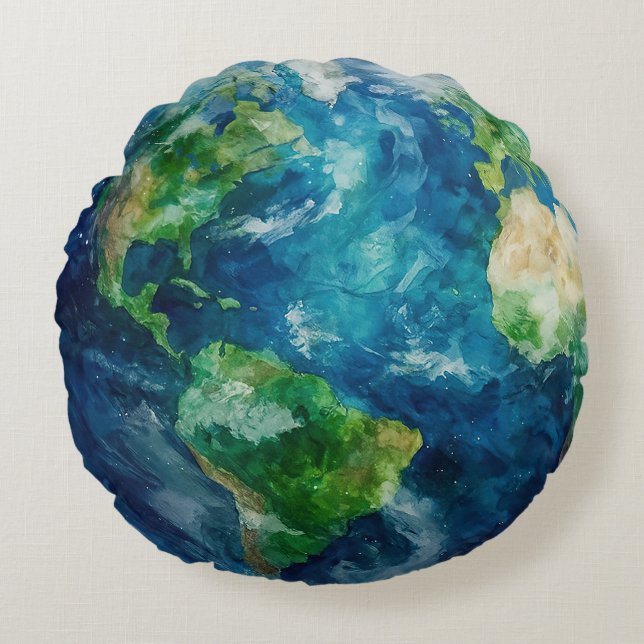 Cojín Redondo A painting of the earth in a space (Anverso)