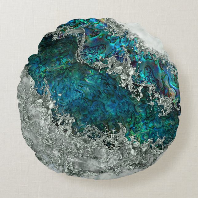 Cojín Redondo Abalone Shell Pearl y Silver 2 (Anverso)