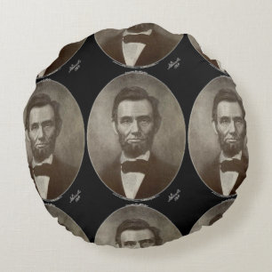 Cojín Redondo Abe Lincoln - El presidente norteamericano Vintage