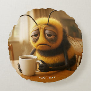 Cojín Redondo Abeja de fantasía linda muy cansada