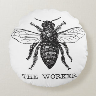 Cojín Redondo Abeja Obrera Miel Abejorro Negro
