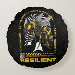 Cojín Redondo Abeja Resiliente – Diseño de Positividad de Abeja