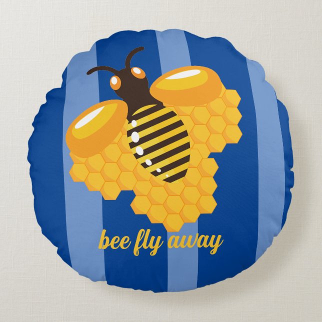 Cojín Redondo abeja vuela (Anverso)
