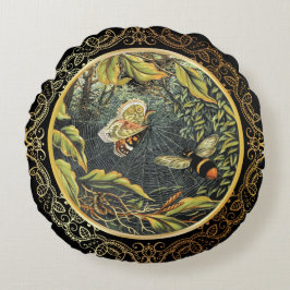 Cojín Redondo Abeja y mariposa de cosecha moderna en la web de a