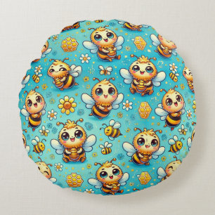 Cojín Redondo Abejas de dibujos animados lindas