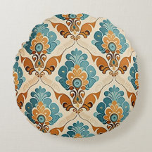 Abejas florales teal y ocres en crema suave