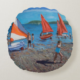 Cojín Redondo Abersoch de velas rojas y blancas