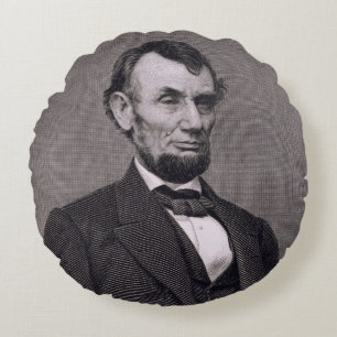 Cojín Redondo Abraham Lincoln, grabado de una fotografía cerca