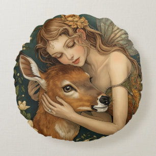 Cojín Redondo Abrazo de Hada-El corazón tierno de la Naturaleza