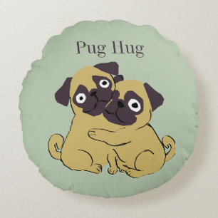 Cojín Redondo Abrazo de pug 
