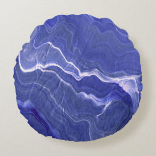 Cojín Redondo Abstracción de mármol índigo violeta agate