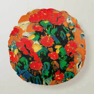Cojín Redondo Abstracción floral basada en las obras de Van Gogh