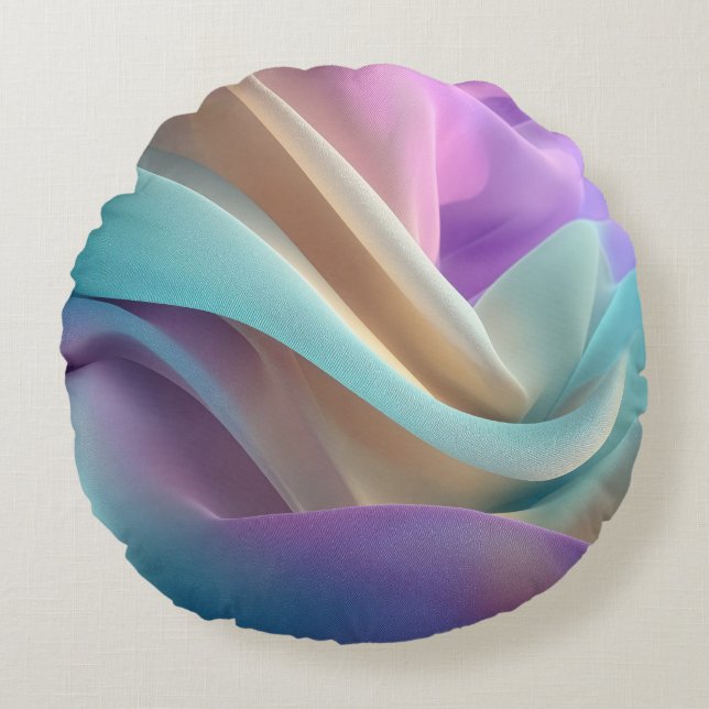 Cojín Redondo Abstract Fabric Texture in Pastel Tones (Anverso)