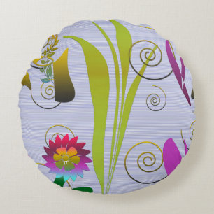Cojín Redondo Abstract Floral with Spirals 3