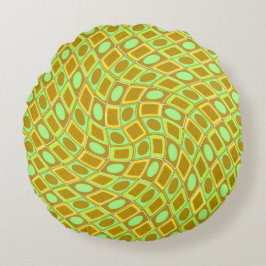 Cojín Redondo Abstract geometric swirl retro lime pattern