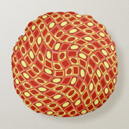 Cojín Redondo Abstract geometric swirl retro pattern in red 