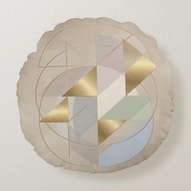 Cojín Redondo Abstract Golden Accent Round Pillow | Modern Decor (Anverso)