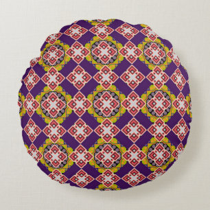 Cojín Redondo Abstract holiday wrapping paper in violet, pink an