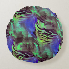 Cojín Redondo Abstract mosaic drawing of rustic green and blue