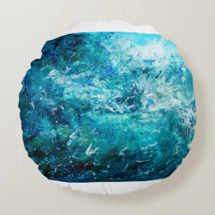 Cojín Redondo  abstract oil painting showing waves in ocean or s