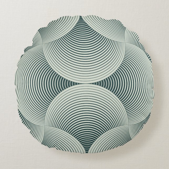 Cojín Redondo Abstract ornate geometric petals grid background.  (Anverso)