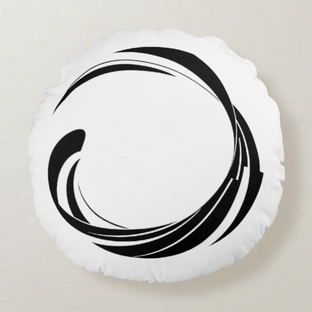 Cojín Redondo Abstract Swirl Circle Design – curved ring artwork (Anverso)