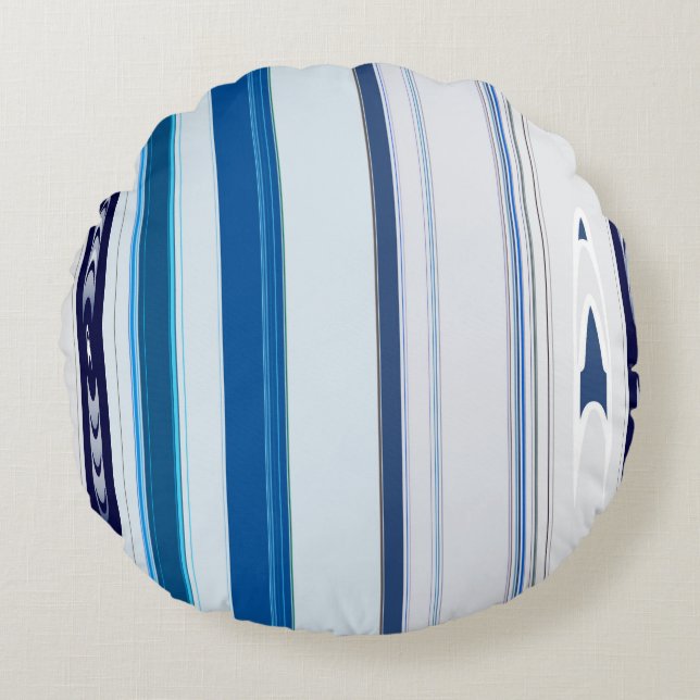 Cojín Redondo Abstract Symphony in Blue 5 (Vertical Lines) (Anverso)
