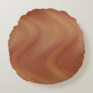 Cojín Redondo Abstract Waves Golden Brown Round Pillow