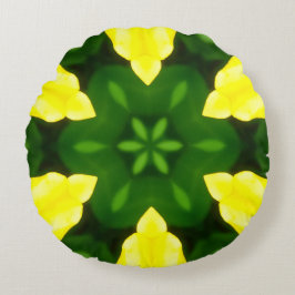 COJÍN REDONDO ABSTRACT YELLOW AND GREEN DRAWING. SAMER BRASIL. 3